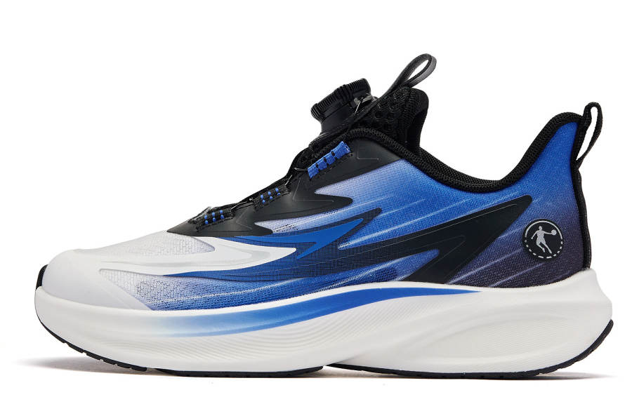 QIAODAN Light Speed 2.0 Fabric Knob Buckle Low top Running Shoes Black Cobalt Blue Unisex
