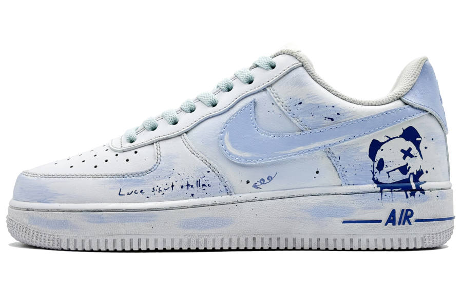 Nike Nike Air Force 1 He Su Space, Blue Moon Panda Synthetic Leather Slip Resistant Abrasion Resistant Low top