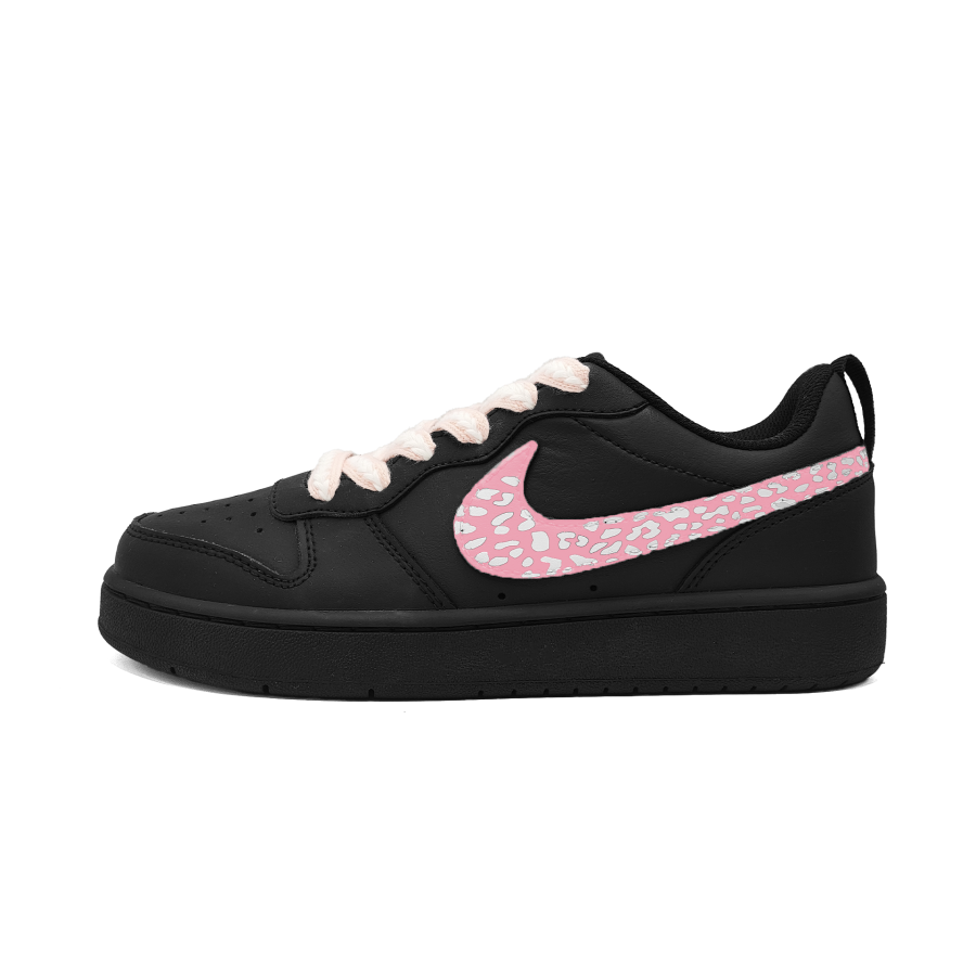Nike Nike Court Borough Pink Leopard Leather Slip Resistant Abrasion Resistant Low top Kids' Skateboarding Shoes Pink Unisex