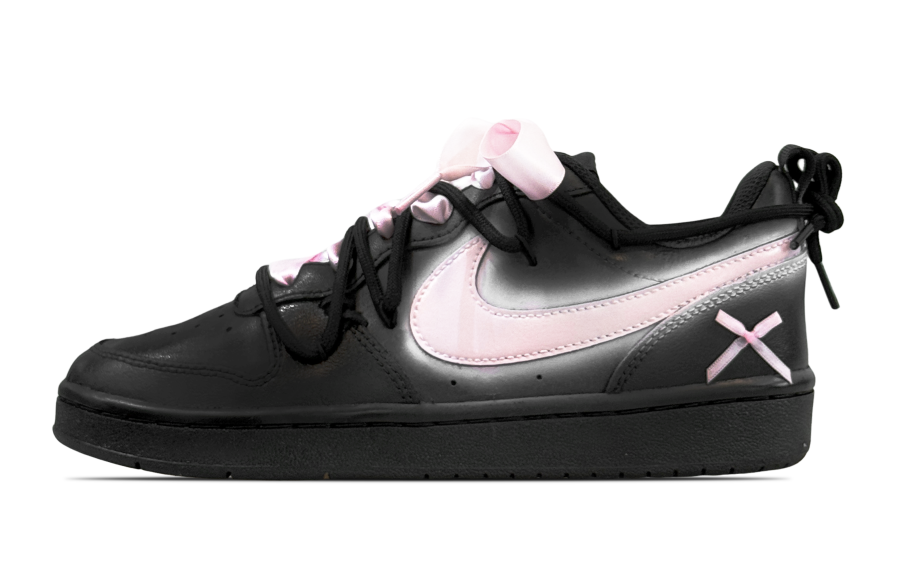 Nike Nike Court Borough Black Pink Bowknot Slip Resistant Slip Resistant Low top Kids' Skateboarding Shoes Black Teenagers