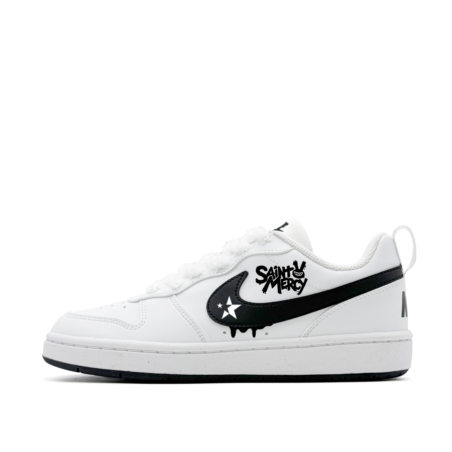 Nike Nike Court Borough Abrasion Resistant Abrasion Resistant Low top Kids' Skateboarding Shoes Black White Unisex