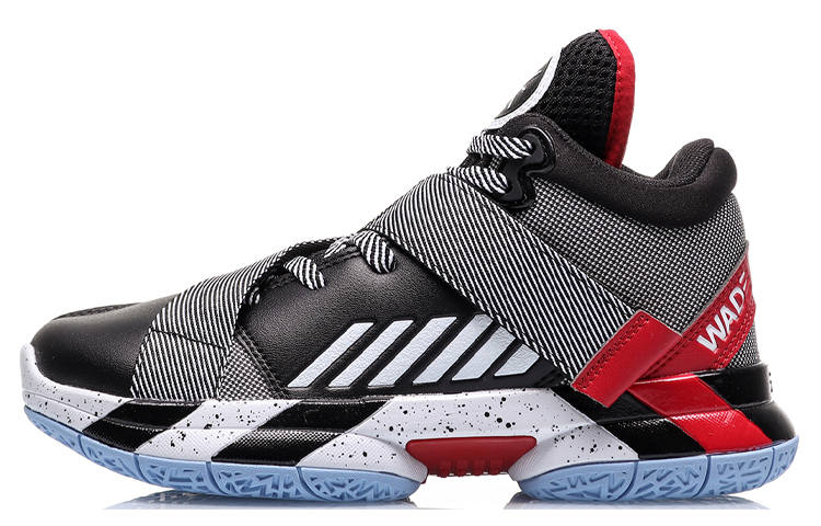 Li-Ning YOUNG Li Ning All City Premium Wade Collection Mid top Basketball Shoes Black White Red Teenagers