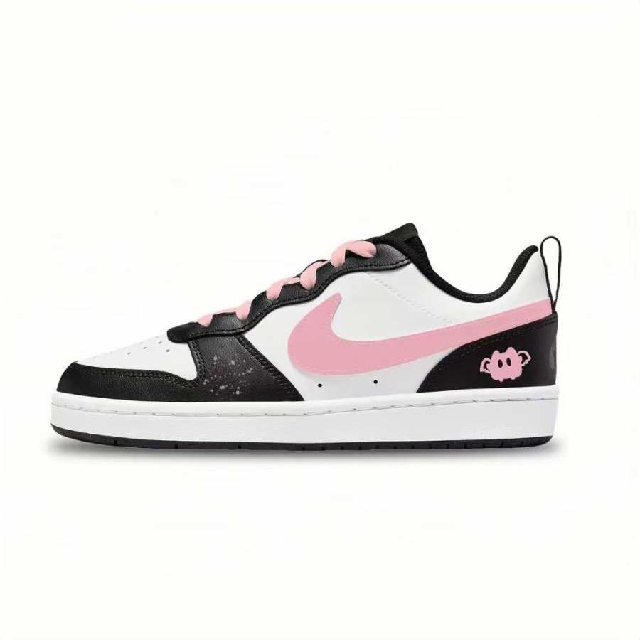 Nike Nike Court Borough Low 2 Leather Slip Resistant Abrasion Resistant Low top Kids' Skateboarding Shoes Black Pink Unisex