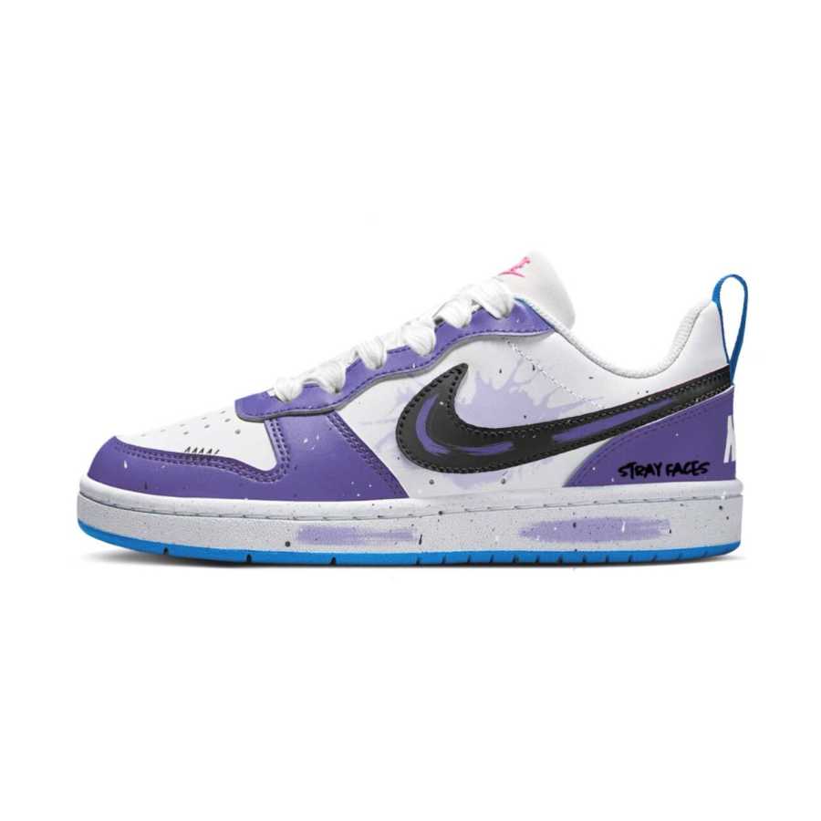 Nike Nike Court Borough Slip Resistant Abrasion Resistant Low top Kids' Skateboarding Shoes Black Purple Teenagers