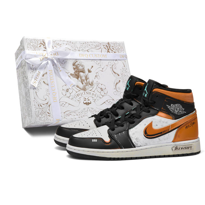 Jordan Jordan Air Jordan 1 Orange Light Series Cushioning Abrasion Resistant Cushioning, Wear Resistant High top