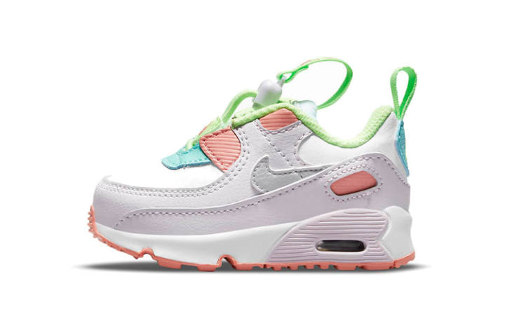 Nike Nike Air Max 90 Toggle Comfortable Round Toe Abrasion Resistant Low top Toddler Shoes White Green Orange