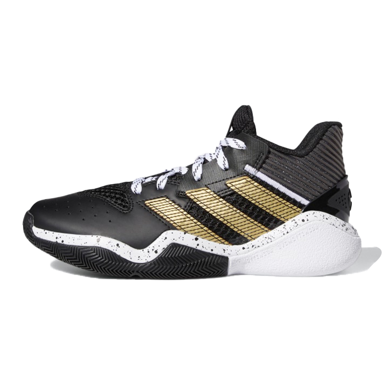 Adidas Adidas Harden Stepback 1 J Breathable Low top Basketball Shoes Black White Gold Teenagers