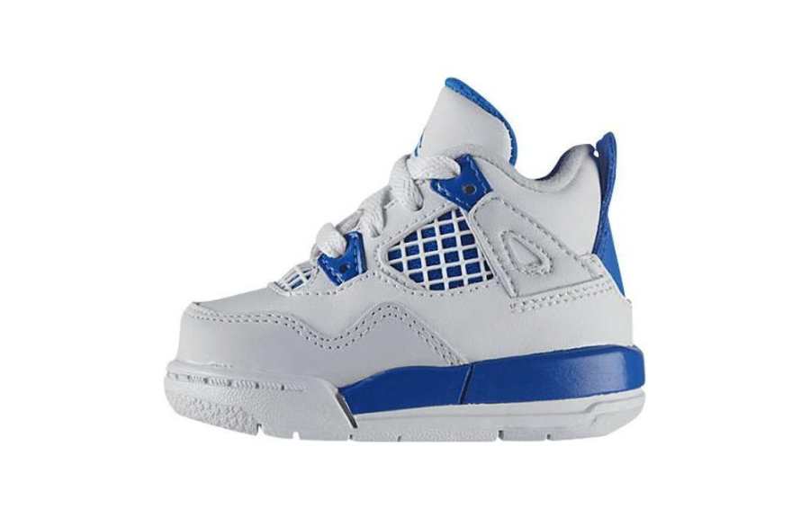 Jordan Jordan Air Jordan 4 Retro Military TD Cushioning, Wear Resistant Mid top Toddler Shoes Blue White Infant And Toddler