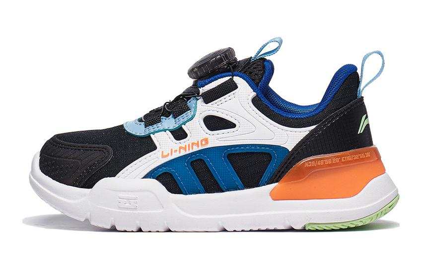 Li-Ning YOUNG Li Ning YOUNG Sports Life Collection Slip Resistant Abrasion Resistant Low top Kids Lifestyle Shoes Black White Blue
