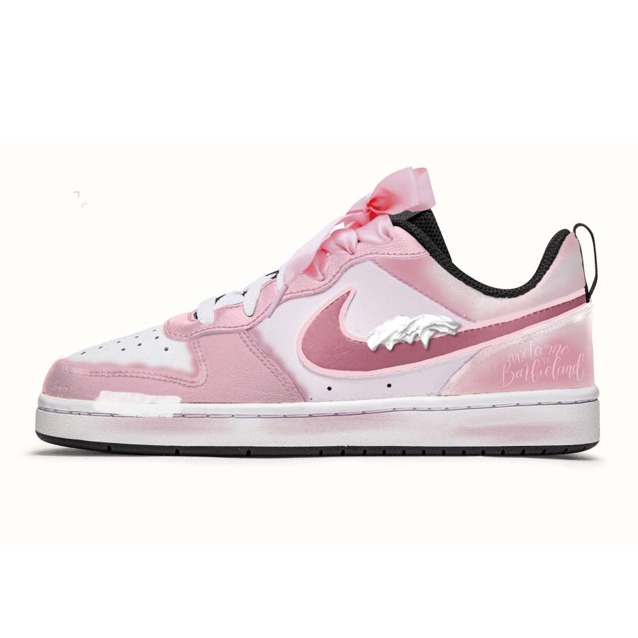 Nike Nike Court Borough Low 2 Leather Slip Resistant Abrasion Resistant Low top Kids' Skateboarding Shoes Pink White