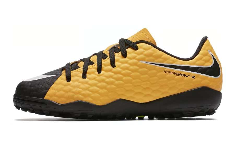 Nike Nike JR Hypervenomx Phelon 3 TF Slip-Resistant Cushioning Wear-Resistant Low-Top Soccer Shoes Yellow Black Kids'