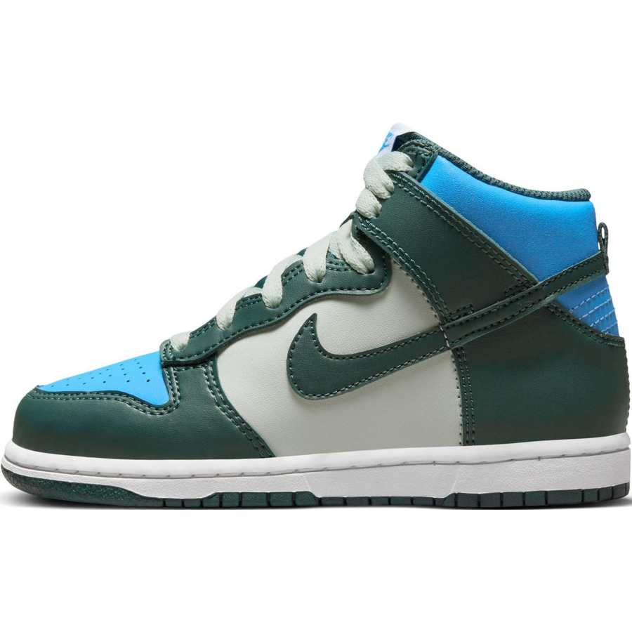 Nike Nike Dunk High Abrasion Resistant Abrasion Resistant High top Kids' Skateboarding Shoes Green Blue