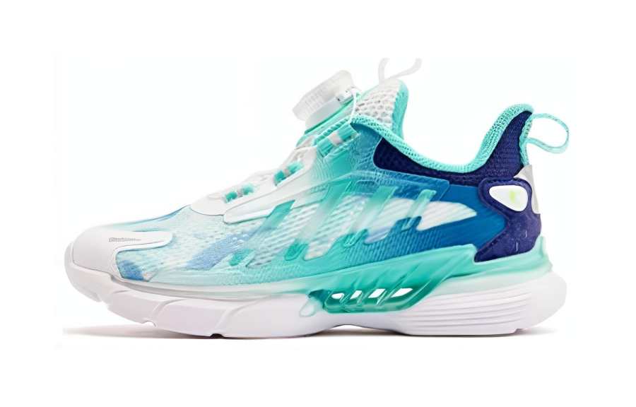 QIAODAN Wind Concentrator 5 Mesh Abrasion Resistant Low top Kids' Running Shoes White Green Children Aged 3 7 Years Old