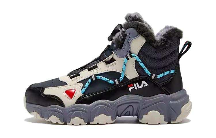 FILA KIDS Comfortable Abrasion Resistant Breathable Low top Kids Lifestyle Shoes Contour Blue Mirrored Gray Teenagers