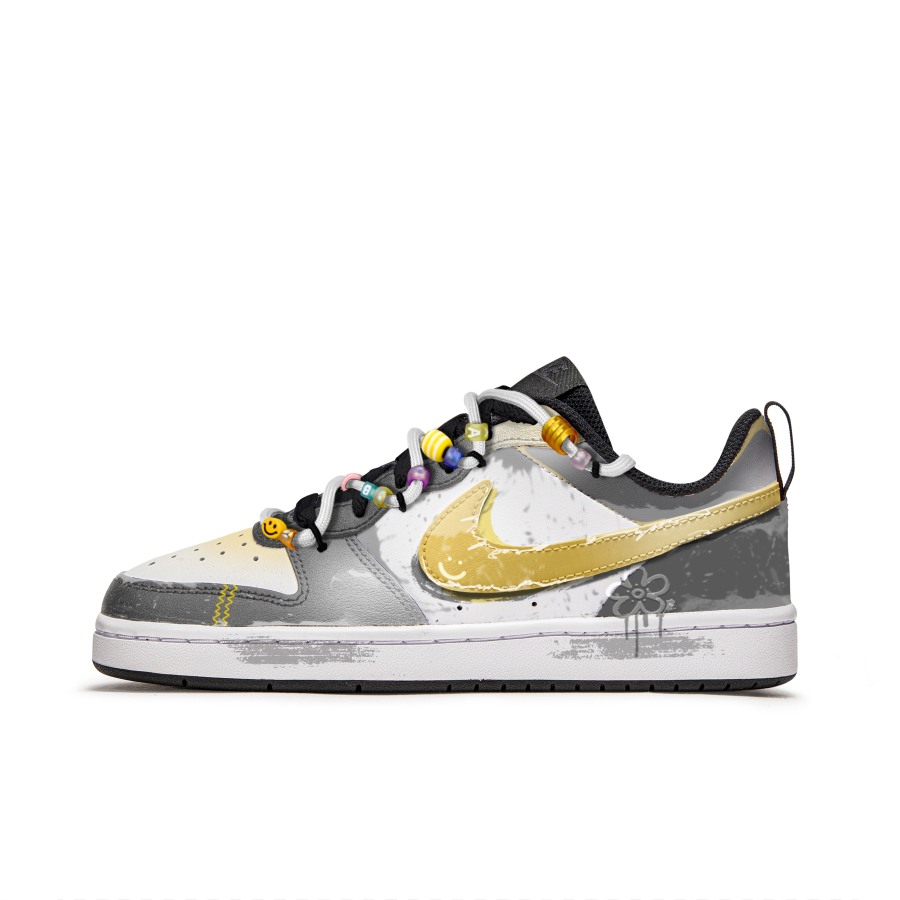 Nike Nike Court Borough Slip Resistant Cushioning Abrasion Resistant Low top Kids' Skateboarding Shoes Gray Yellow Teenagers