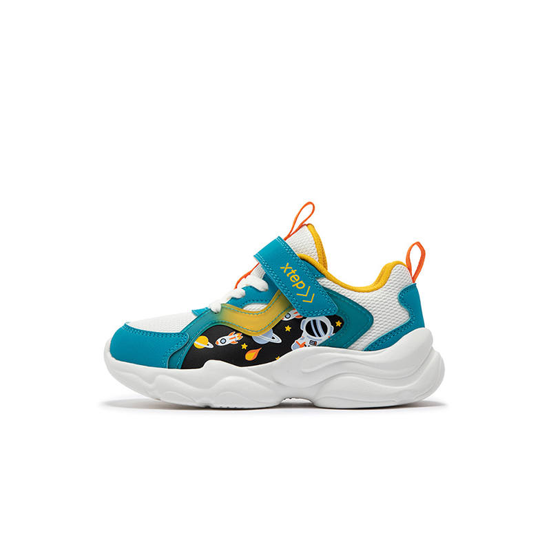 XTEP Abrasion Resistant Support Low top Kids Lifestyle Shoes Sapphire Blue Sail White Children Aged 3 7 Years Old