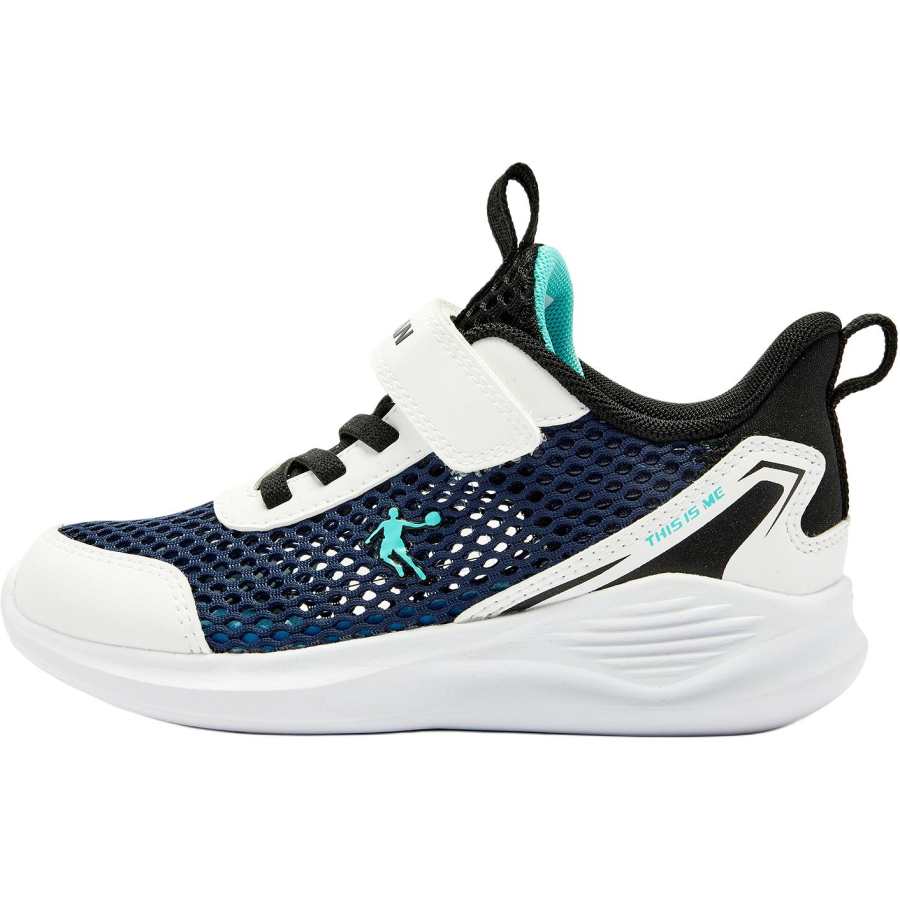 QIAODAN Slip Resistant Abrasion Resistant Low top Kids' Running Shoes Blue White Children Aged 3 7 Years Old