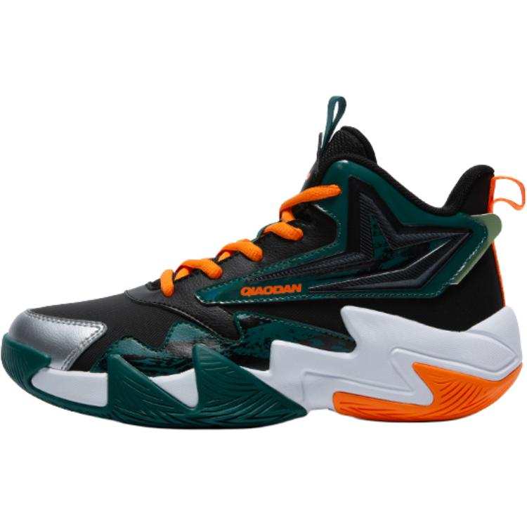 QIAODAN Mid top Basketball Shoes Black Green Teenagers