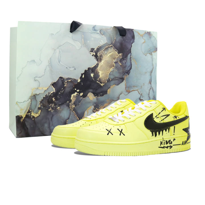 Nike Nike Air Force 1 Romantic King Star Leather Slip Resistant Height Increasing Support Low top Kids' Skateboarding Shoes