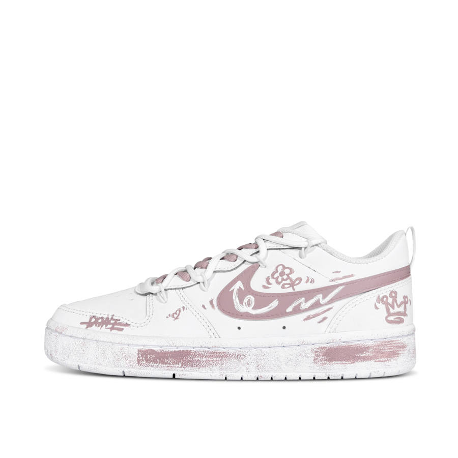 Nike Nike Court Borough Fun Graffiti Low top Kids' Skateboarding Shoes Pink White Teenagers