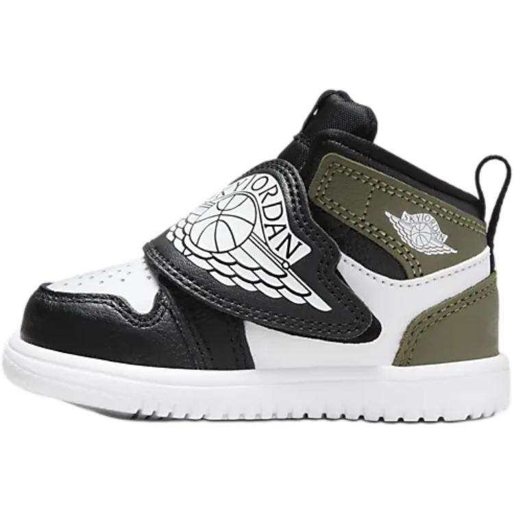 Jordan Jordan Sky Jordan 1 Slip Resistant Abrasion Resistant Mid top Toddler Shoes Black White Green Infant And Toddler