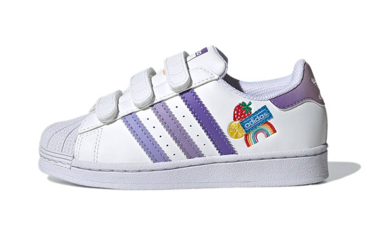 Adidas Originals SUPERSTAR CF Low top Kids' Skateboarding Shoes White Purple Children Aged 3 7 Years Old