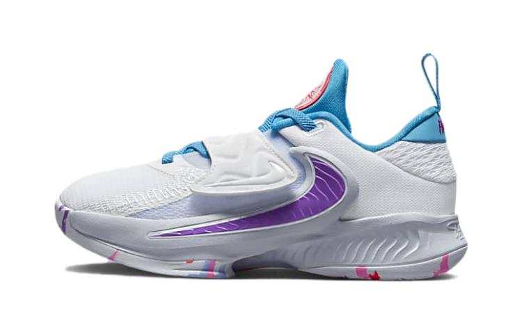 Nike Nike Freak 4 PS Slip-Resistant Anti-Kick Low-Top Children's Basketball Shoes White Blue Children Aged 3-7 Years Old