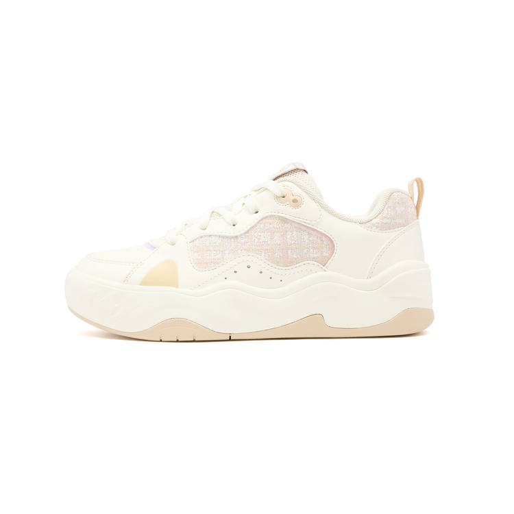 QIAODAN Synthetic Leather, Textile Slip Resistant Skateboard Shoes Ivory White/Light Dust Khaki Unisex