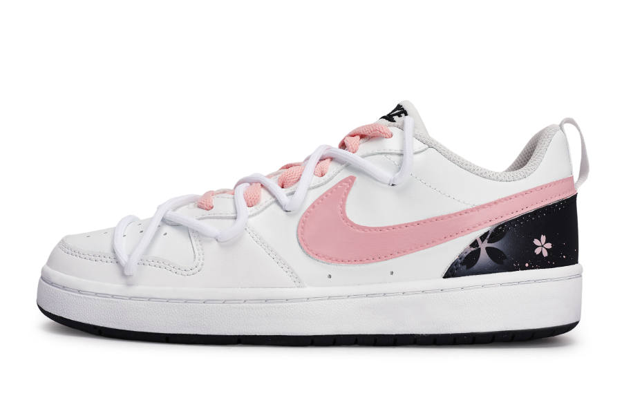 Nike Nike Court Borough Slip Resistant Abrasion Resistant Low top Kids' Skateboarding Shoes Black White Pink Teenagers