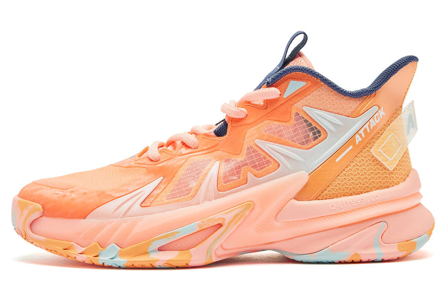 QIAODAN Mid top Basketball Shoes Orange Unisex