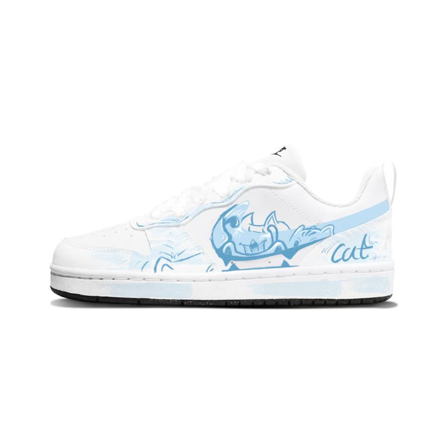 Nike Nike Court Borough Soft Blue Cat Paw Synthetic Leather Abrasion Resistant Abrasion Resistant Low top