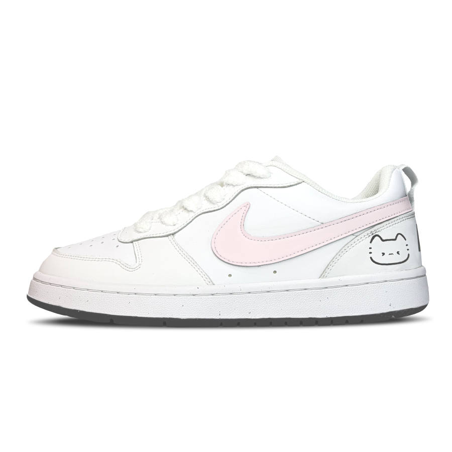 Nike Nike Court Borough Pink Hook Kitten Abrasion Resistant Abrasion Resistant Low top Kids' Skateboarding Shoes Pink White