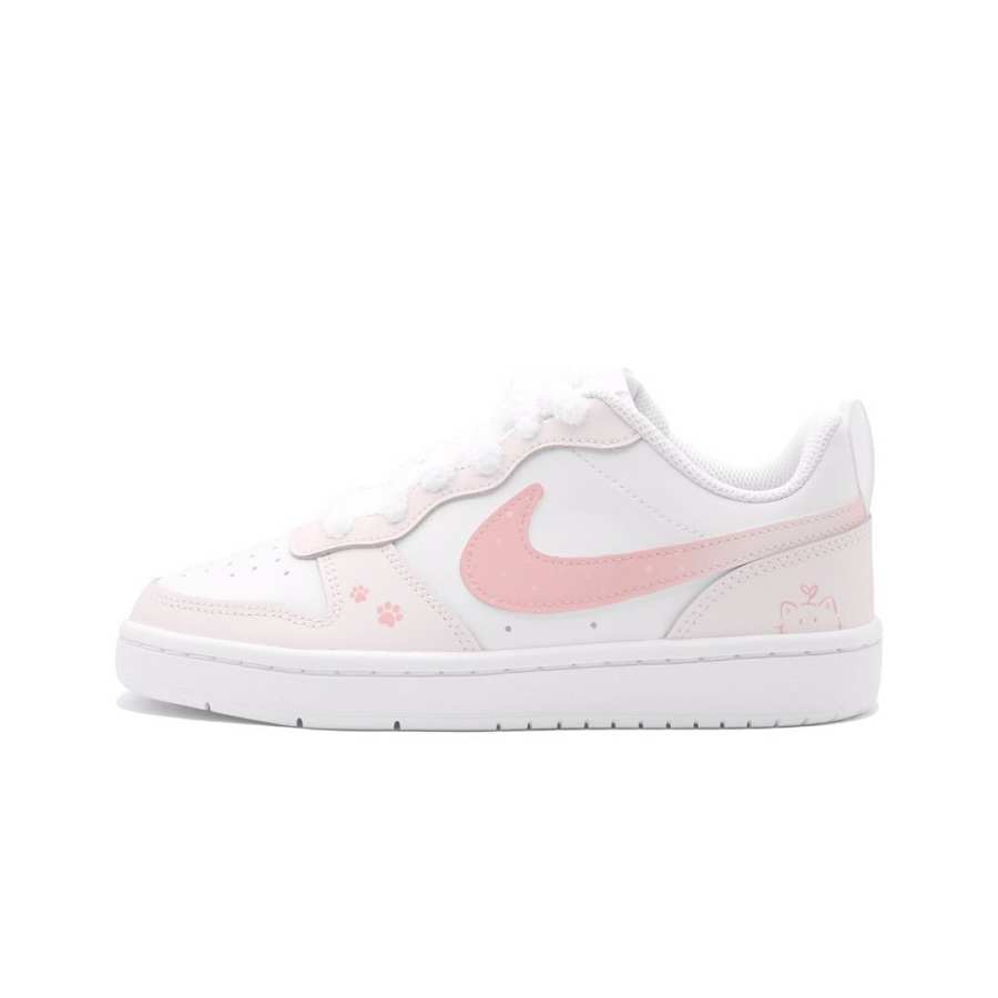 Nike Nike Court Borough Cute Claw Pink Cherry Blossom Leather Slip Resistant Cushioning Abrasion Resistant