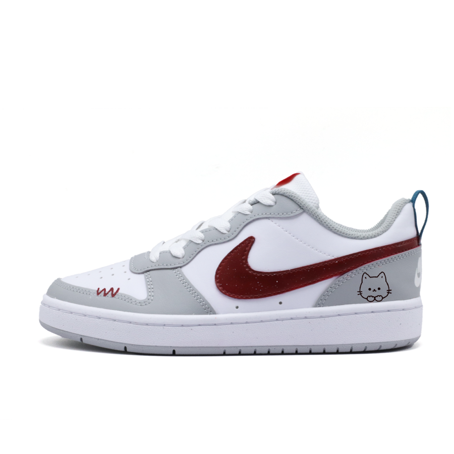 Nike Nike Court Borough Strawberry Bubbles Slip Resistant Abrasion Resistant Low top Kids' Skateboarding Shoes Gray Red