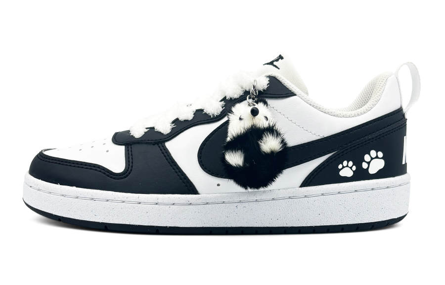 Nike Nike Court Borough Slip Resistant Abrasion Resistant Low top Kids' Skateboarding Shoes Black White Teenagers