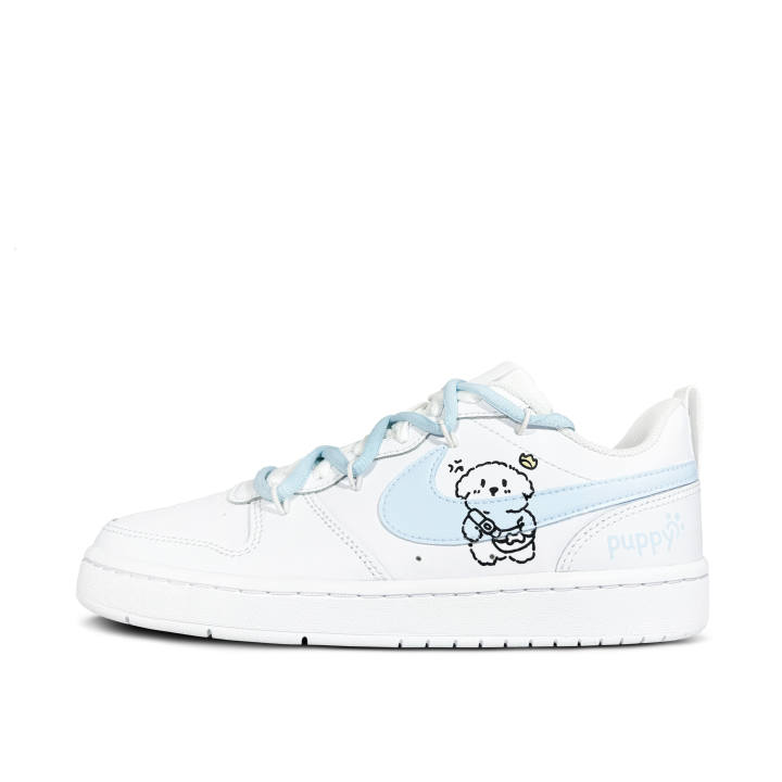 Nike Nike Court Borough Low 2 Low top Kids' Skateboarding Shoes White Blue Teenagers