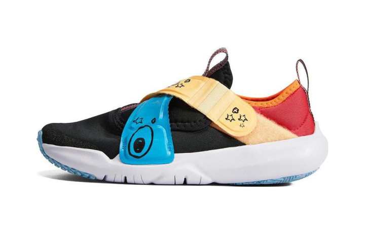 Nike Nike Flex Advance BR Abrasion Resistant Low top Kids' Running Shoes Black Blue Yellow Children Aged 3 7 Years Old