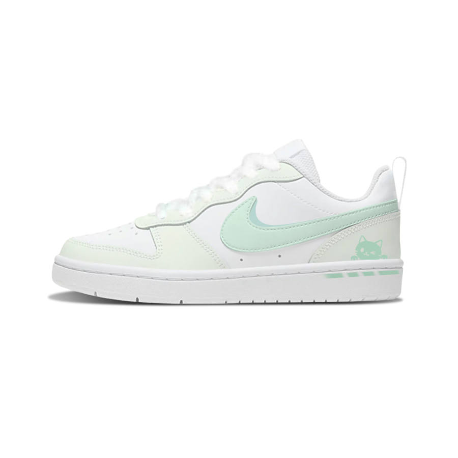 Nike Nike Court Borough Fresh Green Cute Cat Synthetic Leather Slip Resistant Cushioning Abrasion Resistant