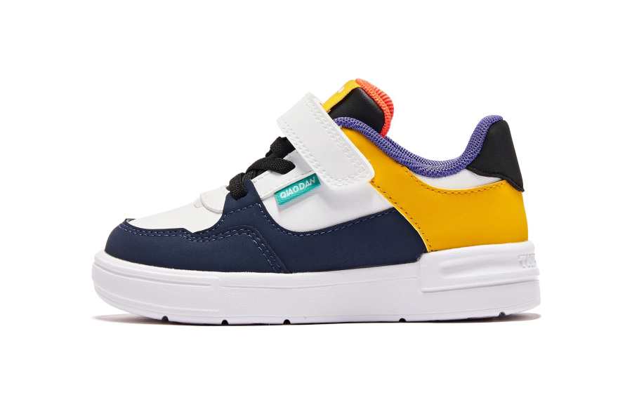 QIAODAN Slip Resistant, Anti Kick, And Breathable Low top Kids' Shoes Yellow White Infant And Toddler