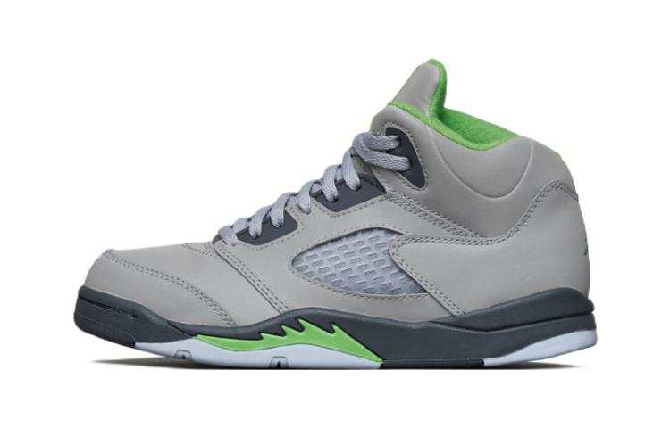 Jordan Jordan Air Jordan 5 Retro Green Bean Mid top Children's Basketball Shoes Gray Green Children Aged 3 7 Years Old