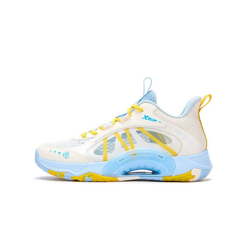 XTEP Hydrogen Mania Low top Basketball Shoes Ripple Blue/Sail White Teenagers