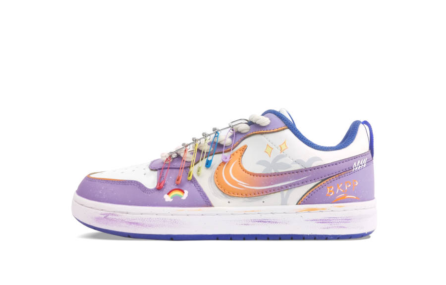 Nike Nike Court Borough Slip Resistant Abrasion Resistant Low top Kids' Skateboarding Shoes Purple Teenagers