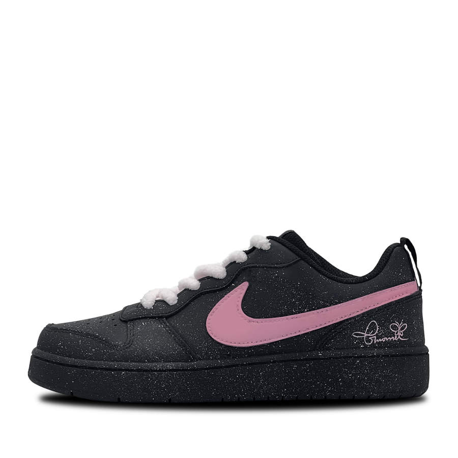 Nike Nike Court Borough Cute Sweet Pink Leather Slip Resistant Abrasion Resistant Low top Kids' Skateboarding Shoes Black