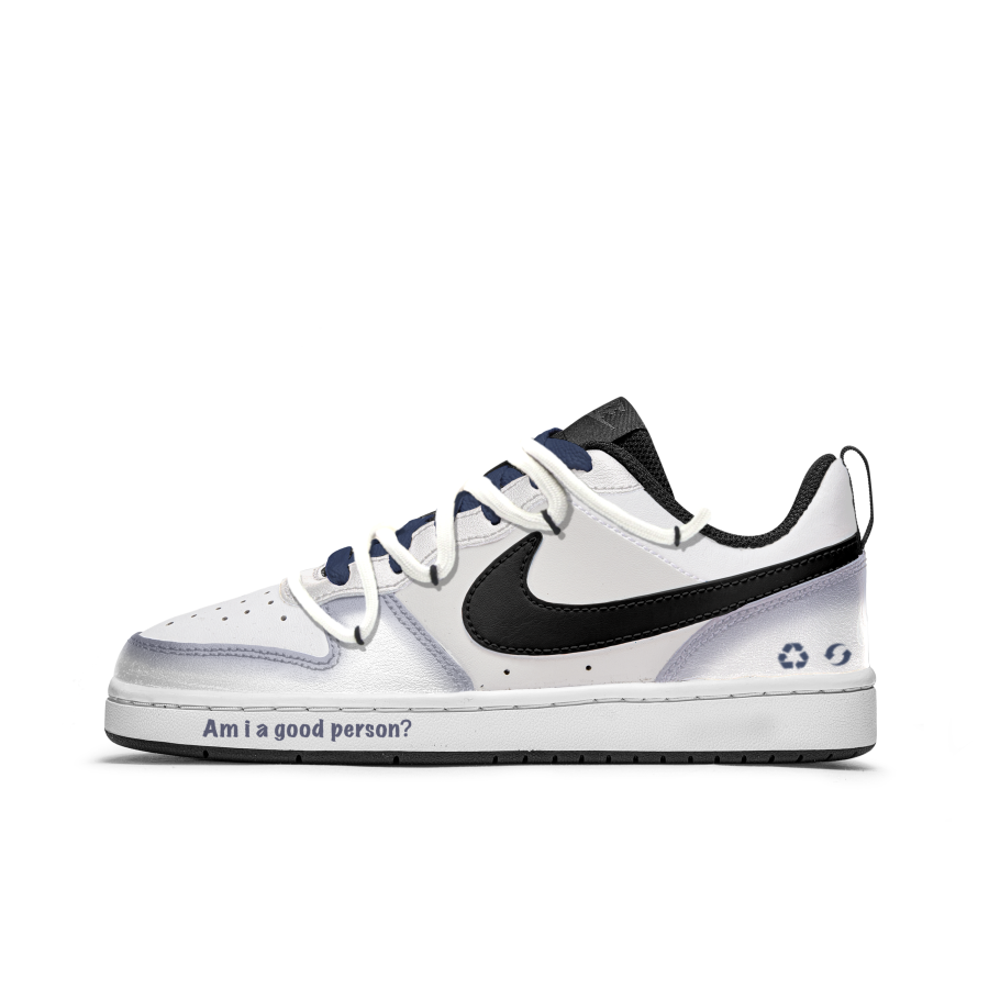 Nike Nike Court Borough Aurora Slip Resistant Abrasion Resistant Low top Kids' Skateboarding Shoes Black White Teenagers