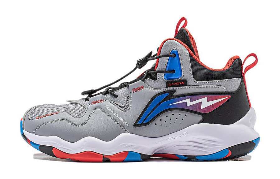 Li-Ning YOUNG Li Ning YOUNG Mid top Children's Basketball Shoes Snow Gray Kids'