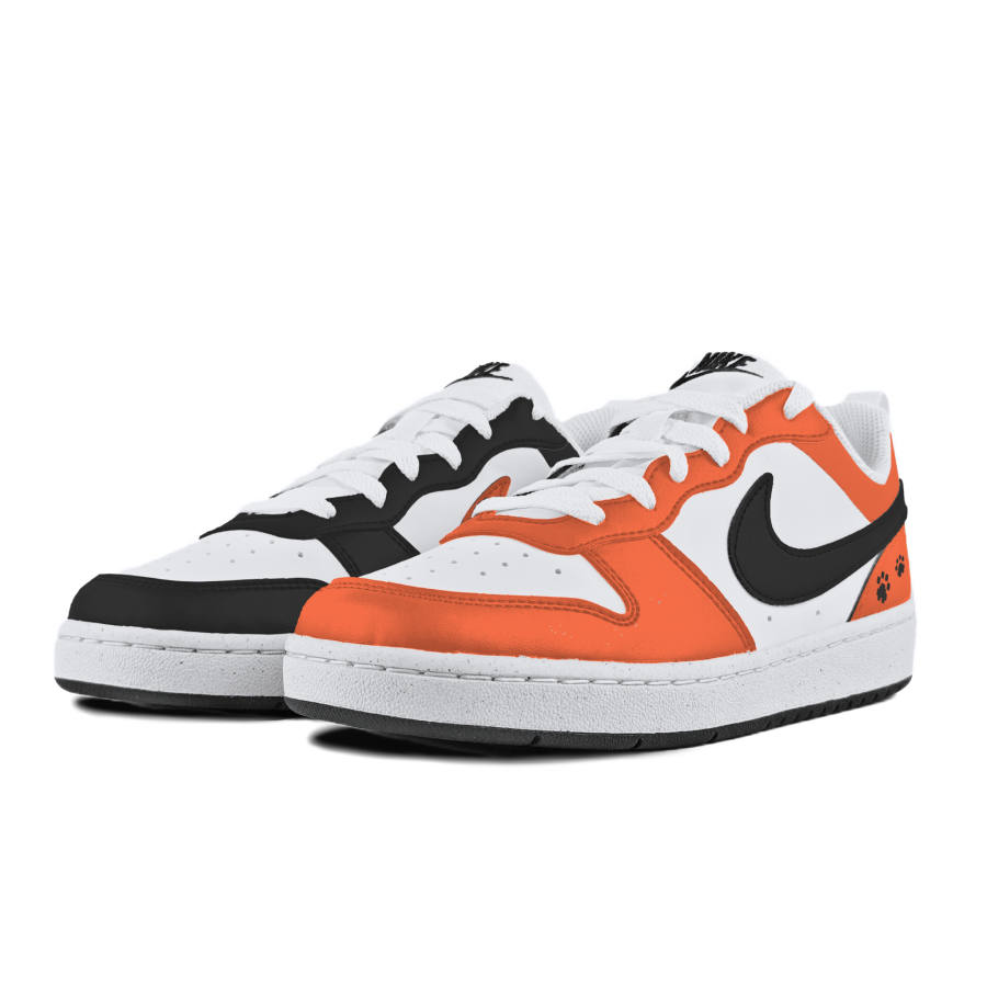 Nike Nike Court Borough Orange Black Orange Flame Slip Resistant Abrasion Resistant Low top Kids' Skateboarding Shoes White