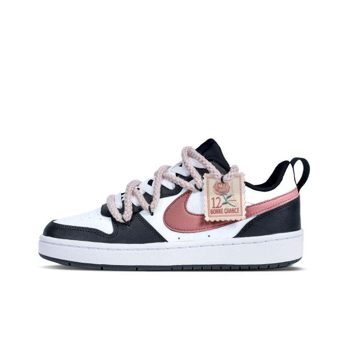 Nike Nike Court Borough Rose Black Pink Leather Cushioning Abrasion Resistant Waterproof And Breathable Height Increasing