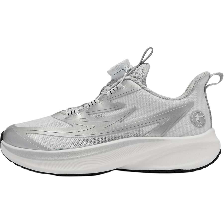 QIAODAN Light Speed 2.0 Fabric Low top Running Shoes White Silver Unisex