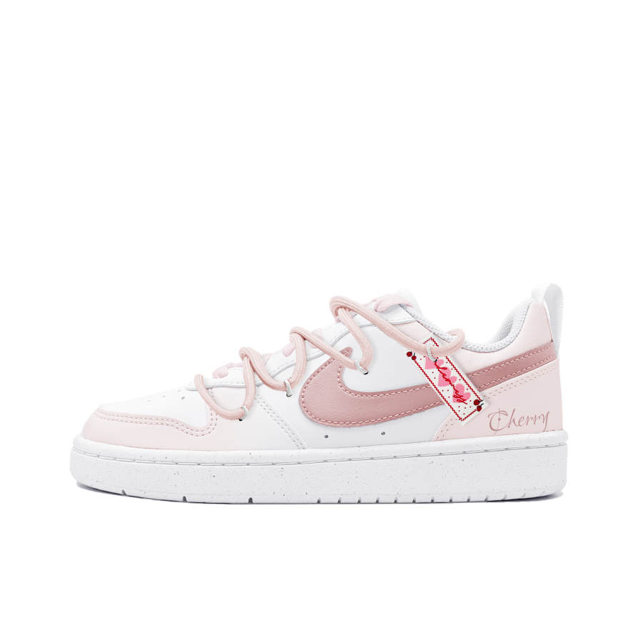 Nike Nike Court Borough Cherry Ball Leather Cushioning, Wear Resistant Low top Kids' Skateboarding Shoes Pink Teenagers