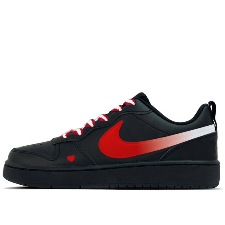 Nike Nike Court Borough Red Strings Whispers Leather Slip Resistant Abrasion Resistant Low top Kids' Skateboarding Shoes
